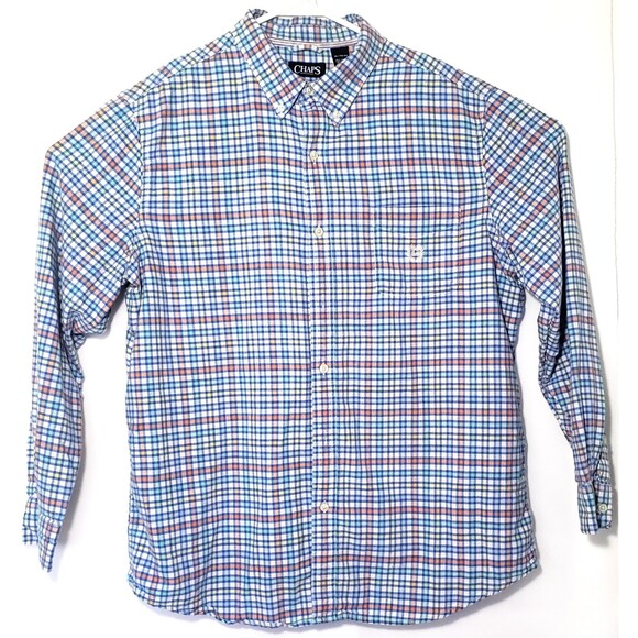 Chaps Casual Button Down Shirt Mens XL Cotton Mini Checks - Picture 1 of 3